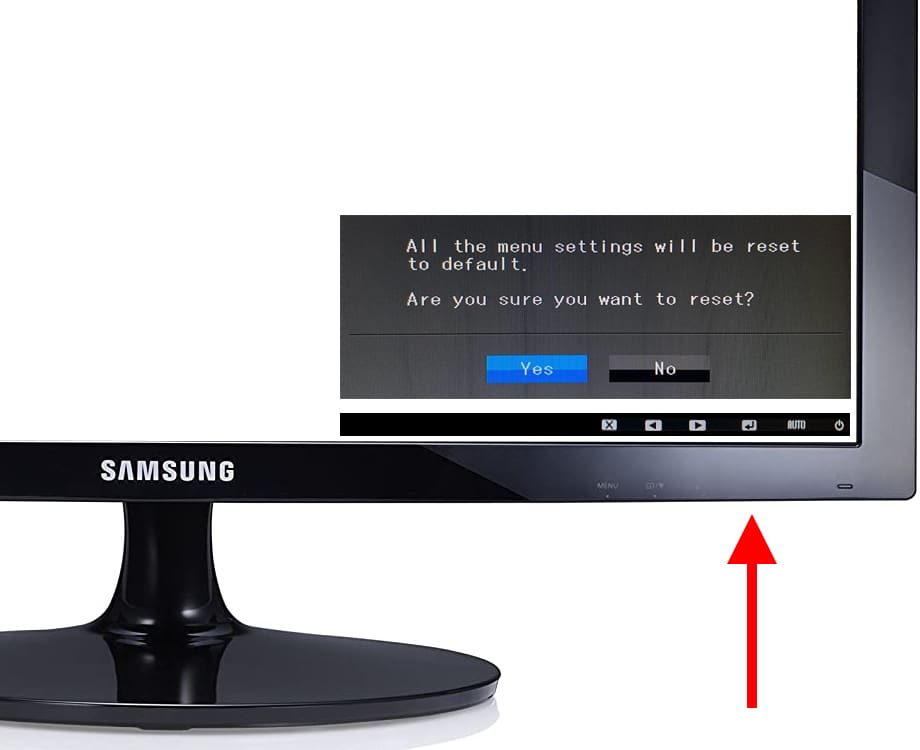 Confirm reset Samsung monitor