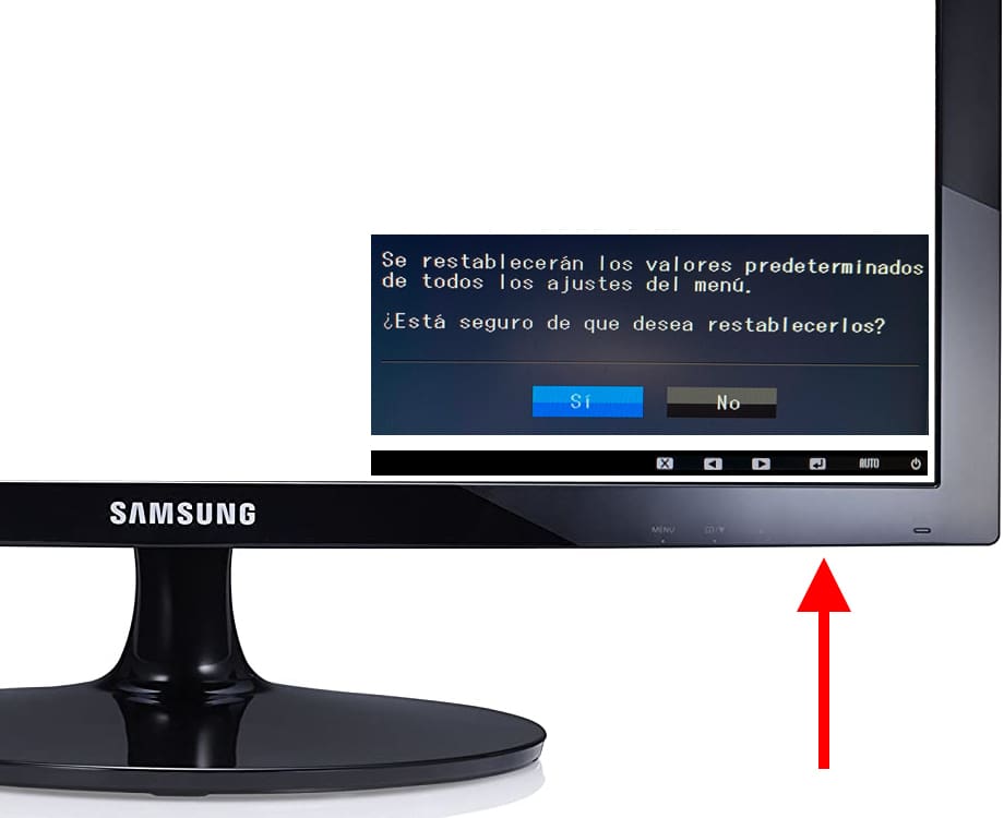Confirmar restablecer monitor Samsung