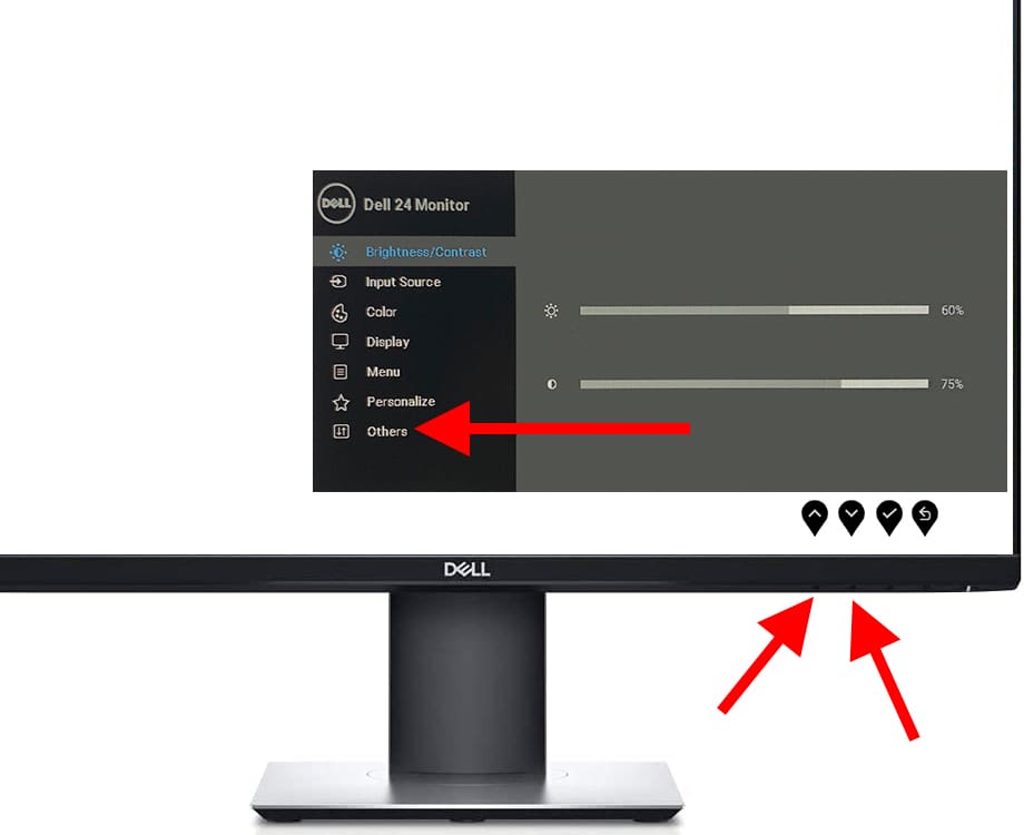 DELL monitor settings menu
