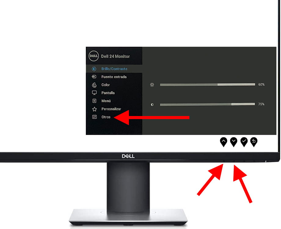 Menú ajustes monitor DELL