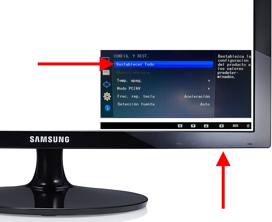 Restablecer monitor Samsung