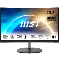 MSI MSI PRO MP241CA 23.6 Inch Curved Monitor, 1500R, Full HD (1920 x 1080), 75Hz, VA, 4ms, FreeSync, HDMI, DiplayPort, Built-in Speakers, Anti-Glare, Anti-Flicker, Less Blue light, TÜV Certified, VESA, Kensington, Black