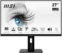 MSI MSI PRO MP273P 27 Inch Monitor with Adjustable Stand, Full HD (1920 x 1080), 75Hz, IPS, 5ms, HDMI, DisplayPort, Built-in Speakers, Anti-Glare, Anti-Flicker, Less Blue light, TÜV Certified, VESA, Kensington, Black